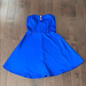 Royal blue strapless summer dress